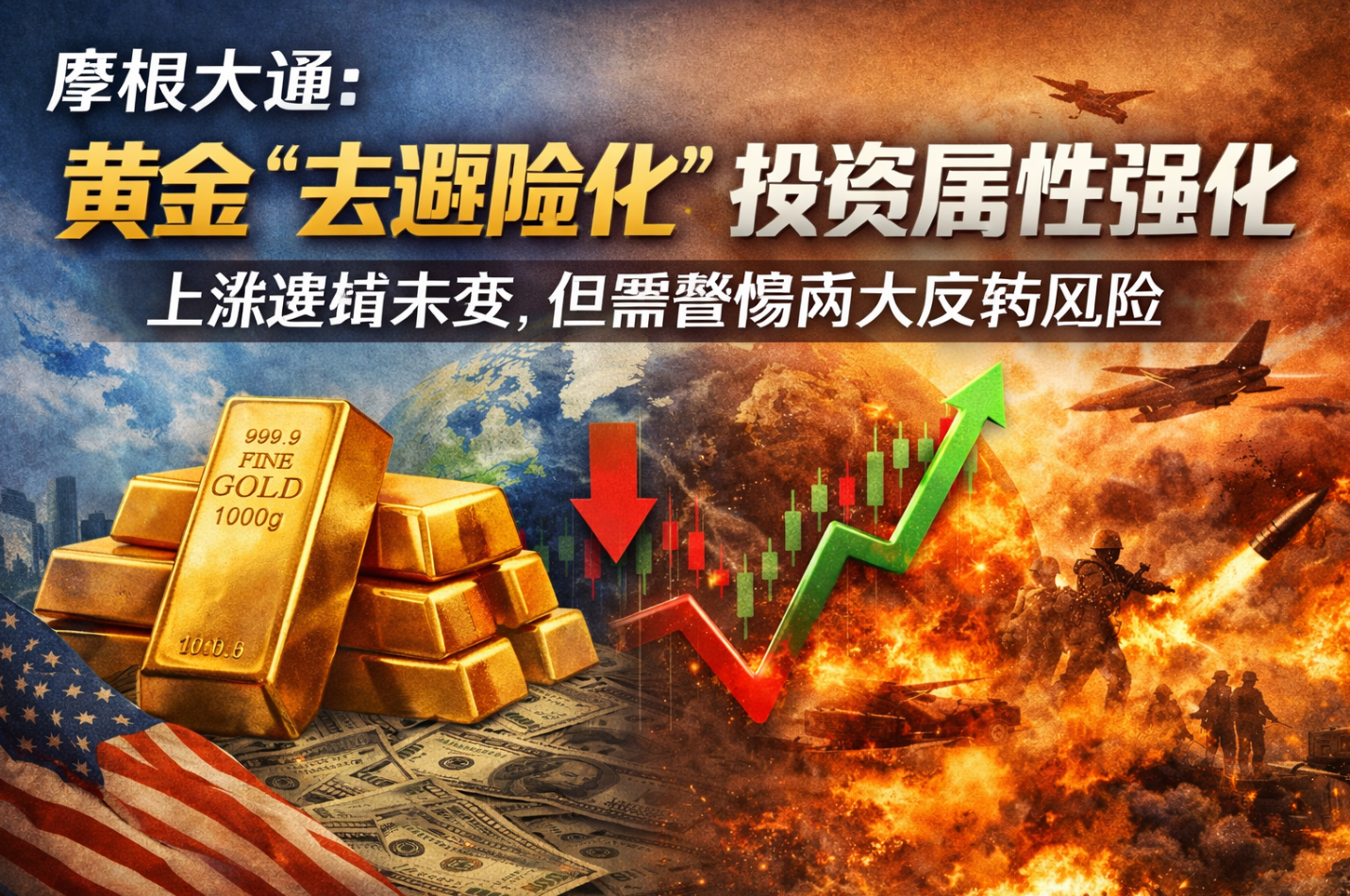 摩根大通：黄金“去避险化”，投资属性强化——上涨逻辑未变，但需警惕两大反转风险