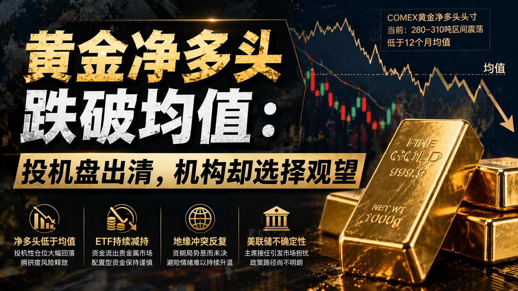 黄金净多头跌破均值：投机盘出清，机构却选择观望