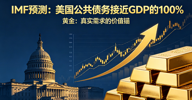 IMF预测美国公共债务逼近GDP100%，硬资产黄金成长期核心需求