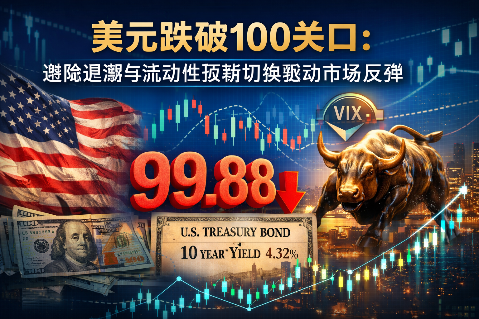 美元跌破100关口：避险退潮与流动性预期切换驱动市场反弹