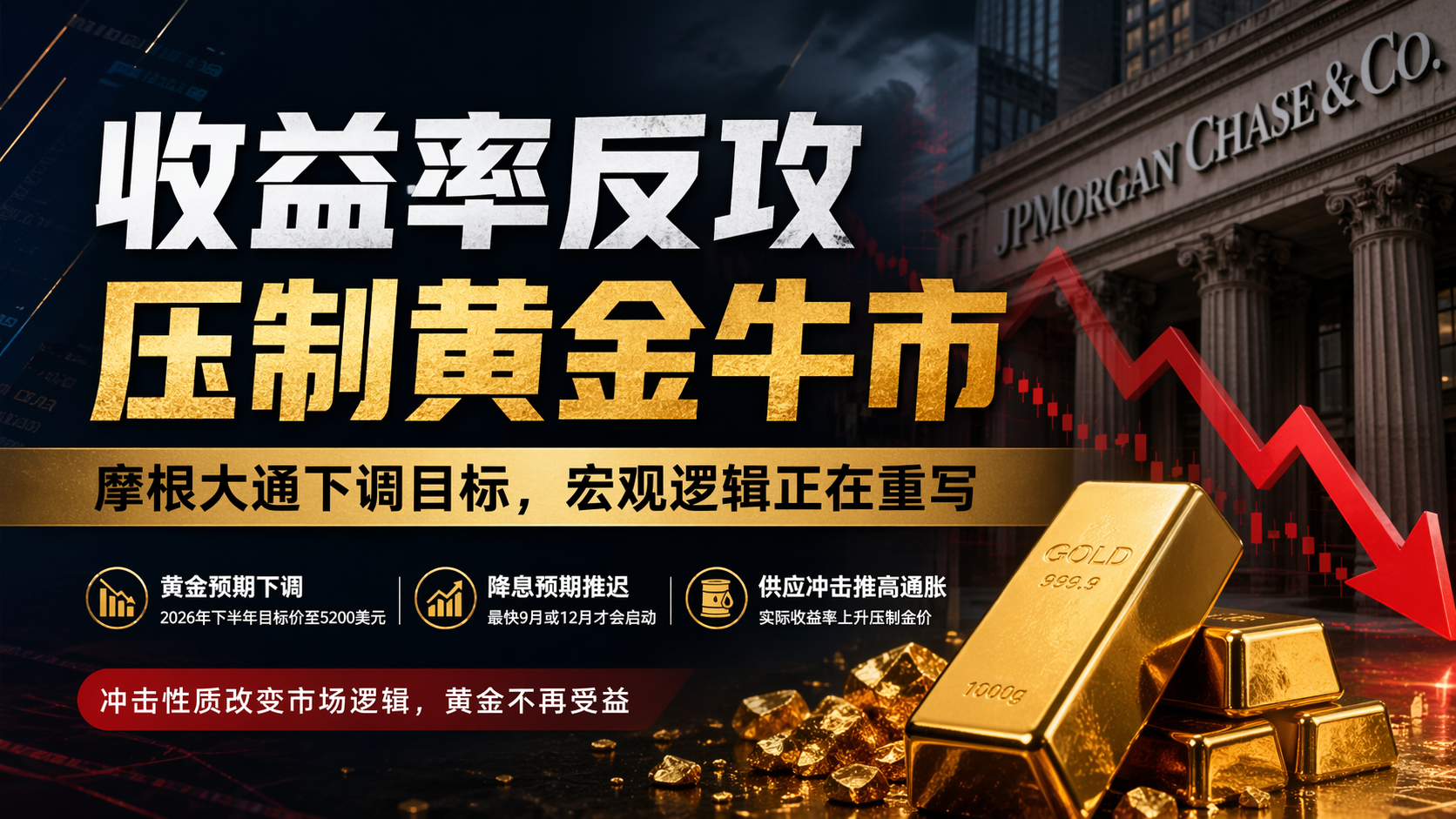 收益率反攻压制黄金牛市：摩根大通下调目标，宏观逻辑正在重写