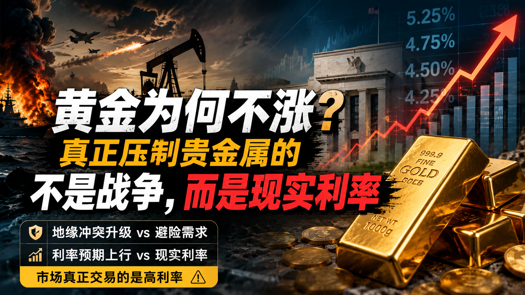 黄金为何不涨？真正压制贵金属的不是战争，而是现实利率