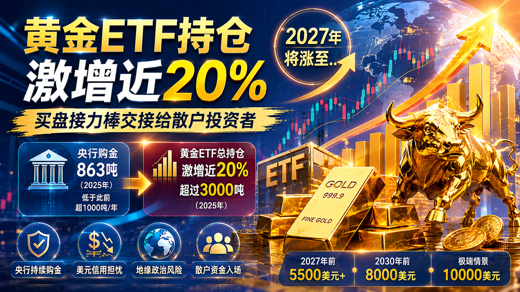 黄金ETF持仓激增近20%，全球资金定价逻辑生变，金价或迈向8000美元时代