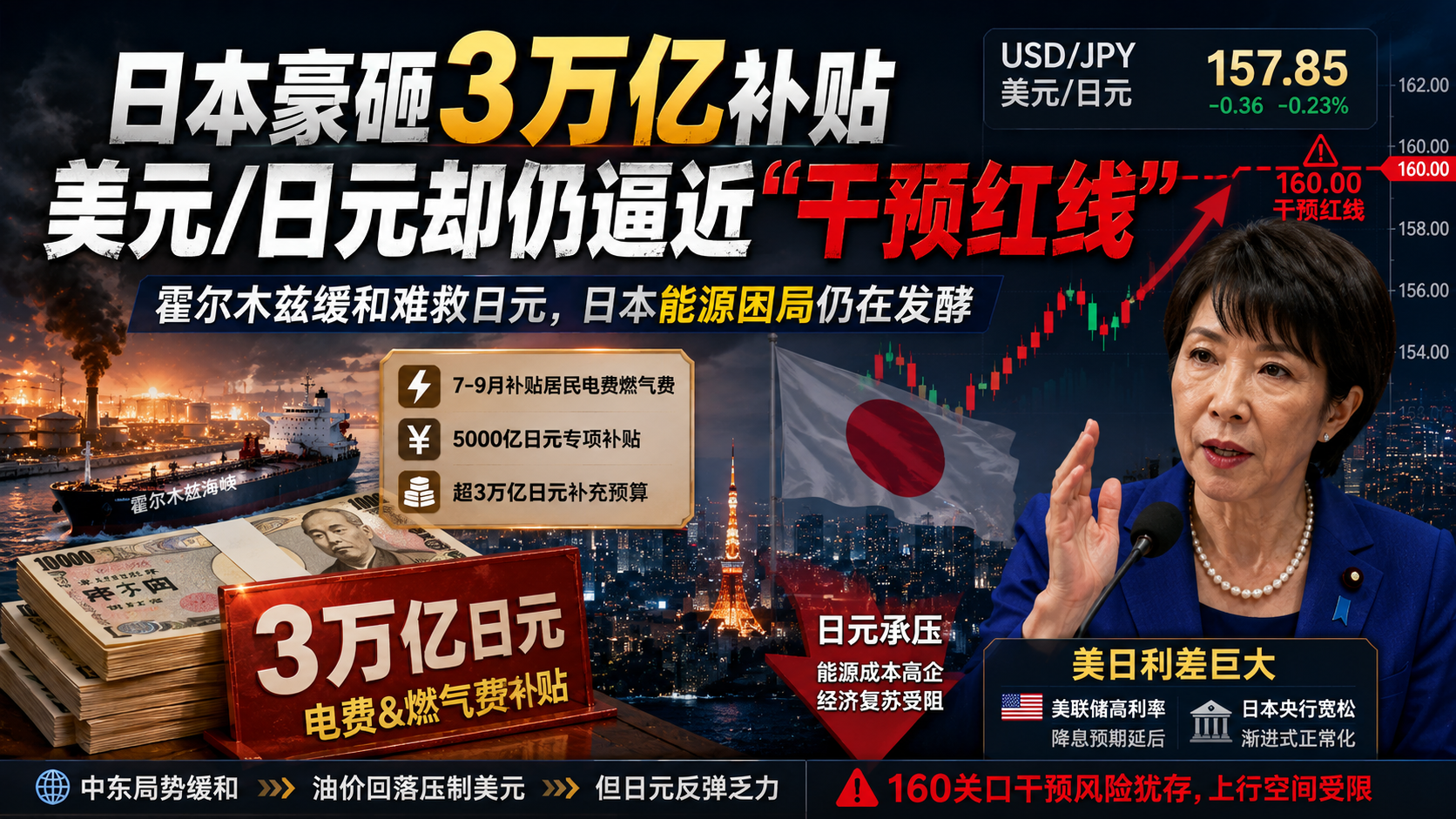 美联储高利率+日本补贴救市，日元陷入“两面夹击”