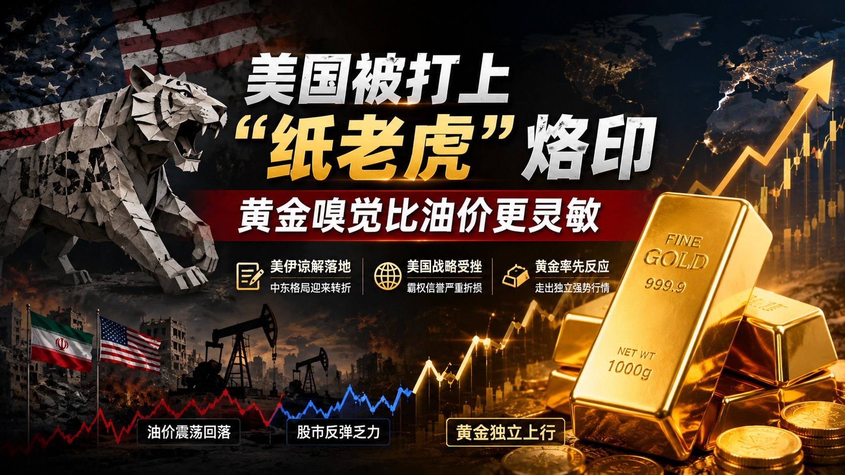 美国被打上“纸老虎”烙印，黄金嗅觉比油价更灵敏