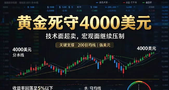 # 金价卡在 4000 美元关口：技术面喊 "该反弹了"，宏观面却按着不让动